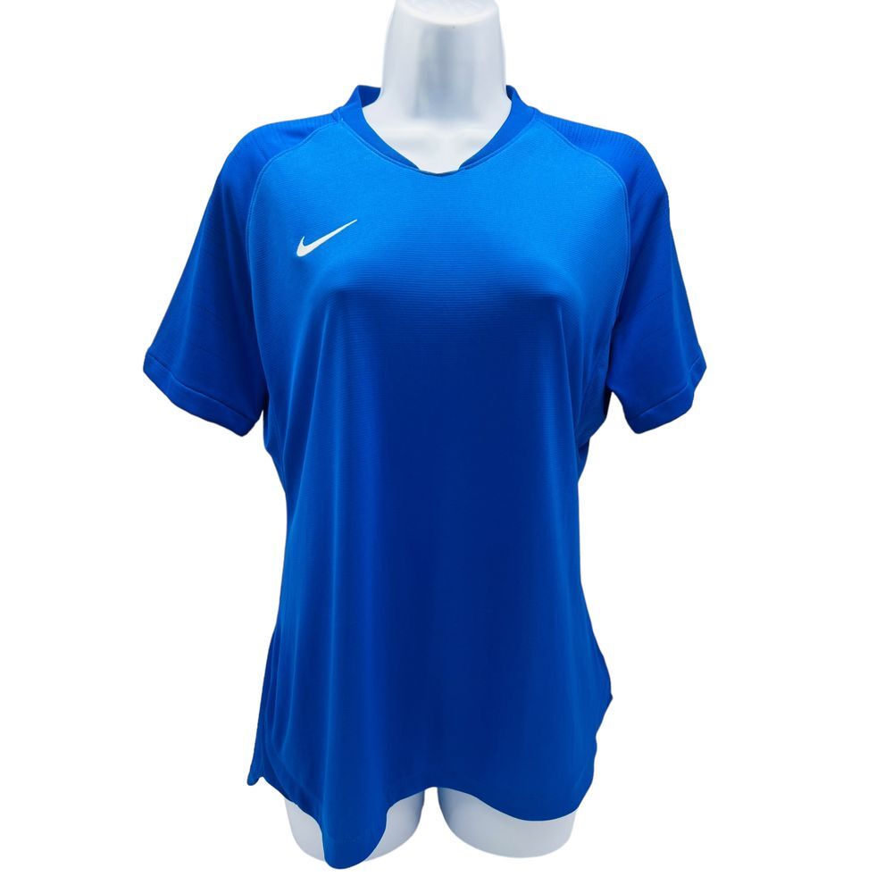 Nike Womens Royal Blue Dri Fit V Neck Fitted Shirt‎ Top Size Large